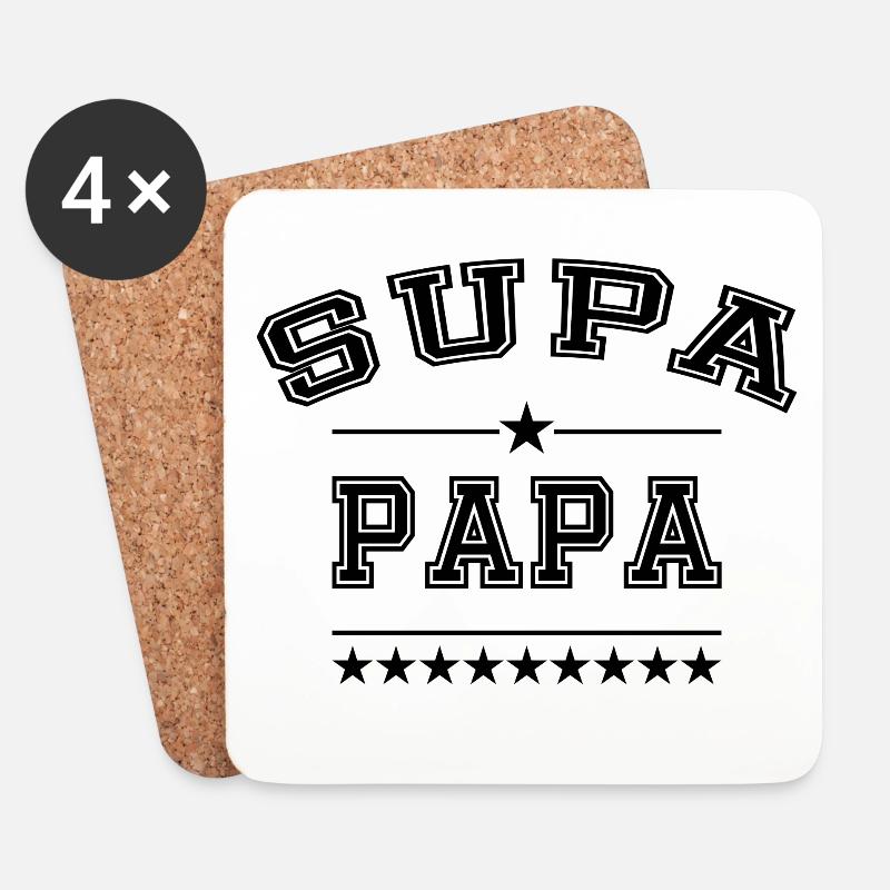 Supa Papa  - Untersetzer (4er-Set) - Weiß