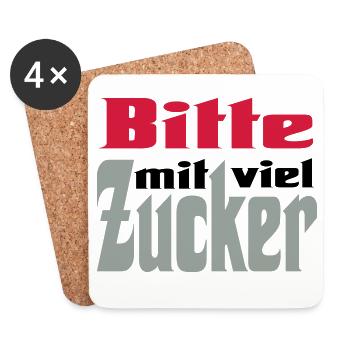 Bitte viel Zucker - Untersetzer (4er-Set) - Weiß - Vorne