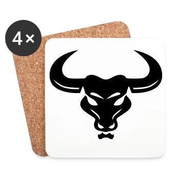 Stier - Untersetzer (4er-Set) - Weiß - Vorne