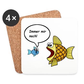Immer mir nach, Fische, - Untersetzer (4er-Set) - Weiß - Vorne