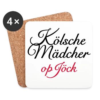 Kölsche Mädcher op Jöck Mädchen aus Köln unterwegs - Untersetzer (4er-Set) - Weiß - Vorne