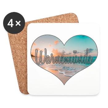 Warnemünde Herz | Yolo-Artwork - Untersetzer (4er-Set) - Weiß - Vorne