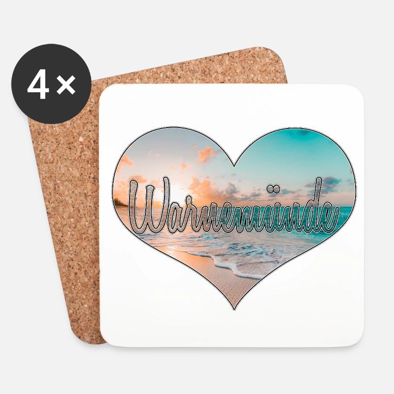 Warnemünde Herz | Yolo-Artwork - Untersetzer (4er-Set) - Weiß