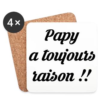 Papy / Grand Pere / Naissance / Baby / Bébé / Papi - Dessous de verre (lot de 4) - blanc - Devant