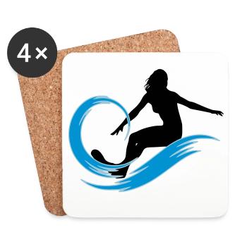 surfeuse - Dessous de verre (lot de 4) - blanc - Devant