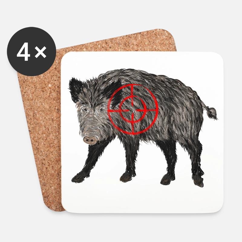 wildschwein jäger - Untersetzer (4er-Set) - Weiß