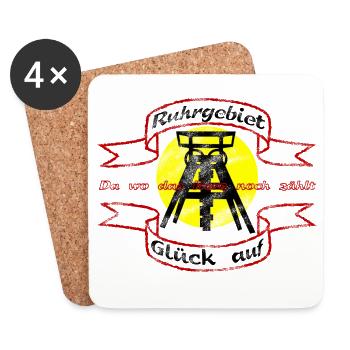 Ruhrgebiet Zeche Glück auf - Untersetzer (4er-Set) - Weiß - Vorne
