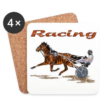 Racehorse with jockey and trotter - Coasters (set of 4) - white - Front