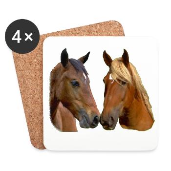 Twin Horses Embrace - Coasters (set of 4) - white - Front