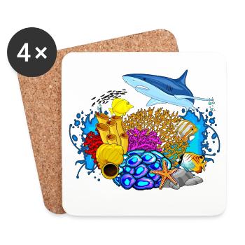 Tauchen - Tauchen Unterwasserwelt Meereslebewesen - Untersetzer (4er-Set) - Weiß - Vorne