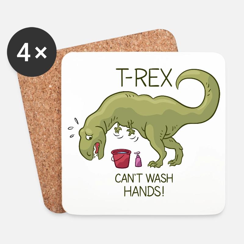 T Rex can't wash hands! - Untersetzer (4er-Set) - Weiß