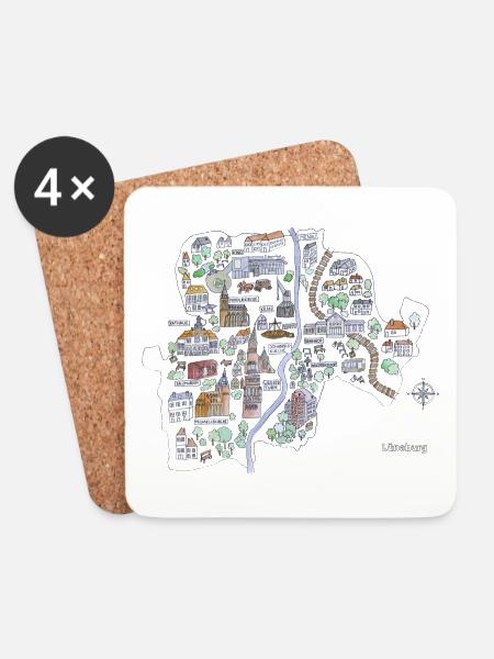 Lüneburg Landkarte - Untersetzer (4er-Set) - Weiß