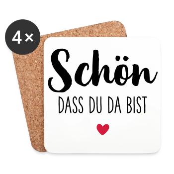 Schön dass du da bist Herz - Untersetzer (4er-Set) - Weiß - Vorne