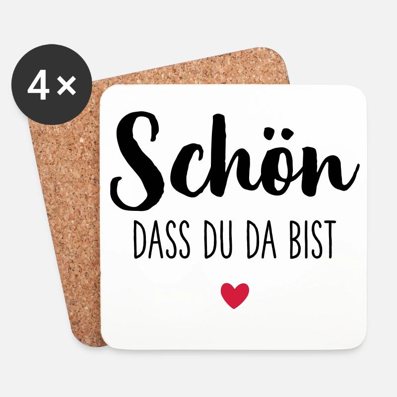 Schön dass du da bist Herz - Untersetzer (4er-Set) - Weiß