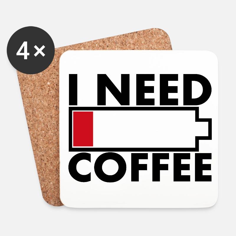 Lustig ich brauche Kaffee lustige Geschenkidee - Untersetzer (4er-Set) - Weiß