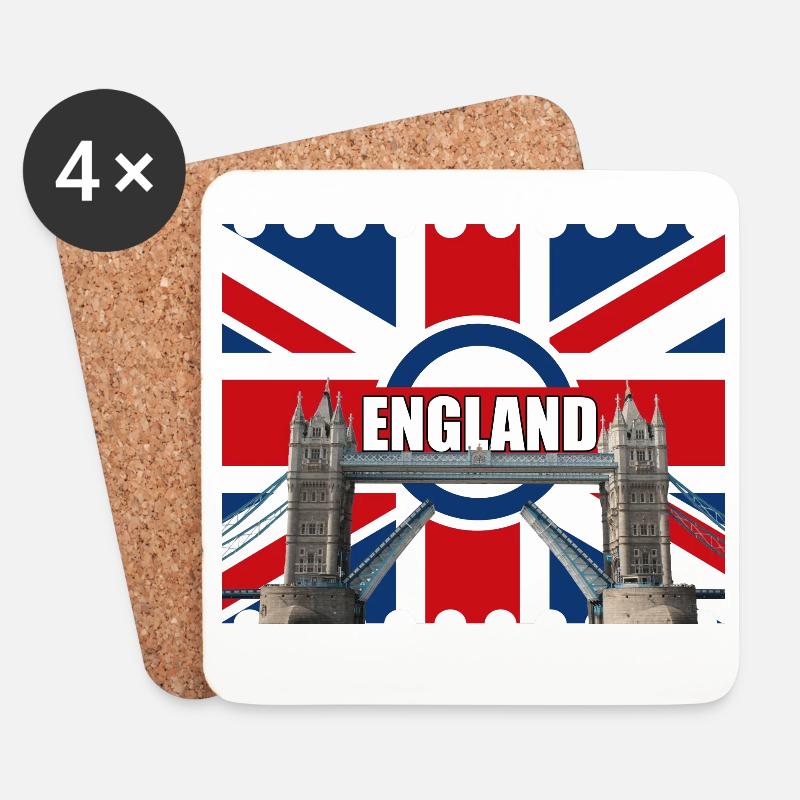 Turmbrücke mit England-Flagge - Untersetzer (4er-Set) - Weiß