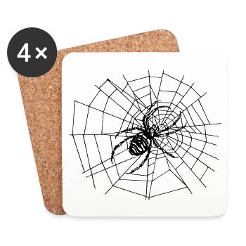 Large spider in the web | Cross spider | spider - Coasters (set of 4) - white - Front