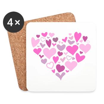 Coeur de cœur - Dessous de verre (lot de 4) - blanc - Devant