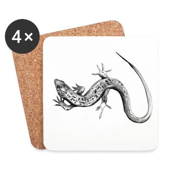 Lézard gris motif noir et blanc - Dessous de verre (lot de 4) - blanc - Devant