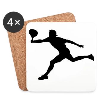 Image d’ombre du joueur de tennis en action - Dessous de verre (lot de 4) - blanc - Devant