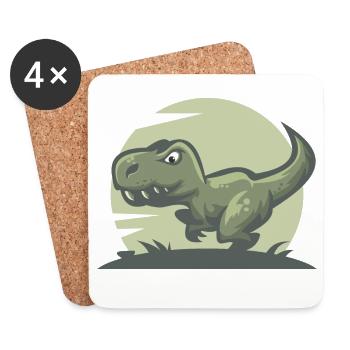 Dinosaurier T-Rex - Untersetzer (4er-Set) - Weiß - Vorne