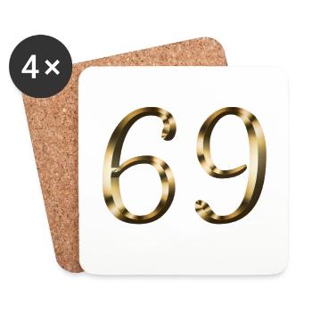 69 Jahre 69-jähriges Gold 69. Geburtstag Geschenk - Untersetzer (4er-Set) - Weiß - Vorne