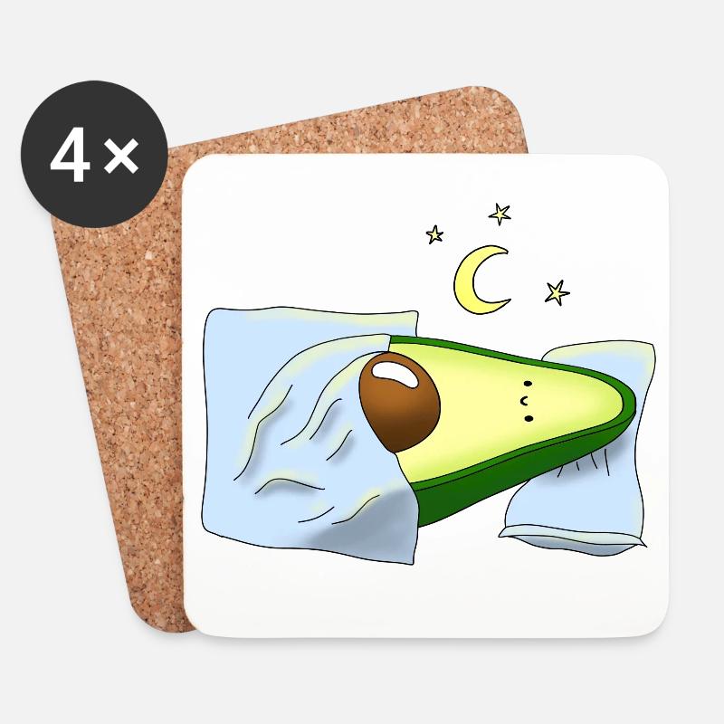Avocado Schlafshirt Pyjama Geschenk zum Schlafen - Untersetzer (4er-Set) - Weiß