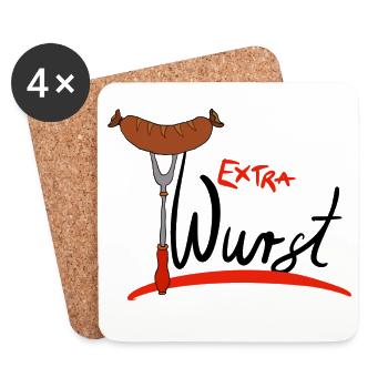 Extra Wurst Barbecue Humor - Untersetzer (4er-Set) - Weiß - Vorne