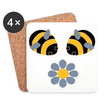 Abeilles Fleur - Dessous de verre (lot de 4) - blanc - Devant