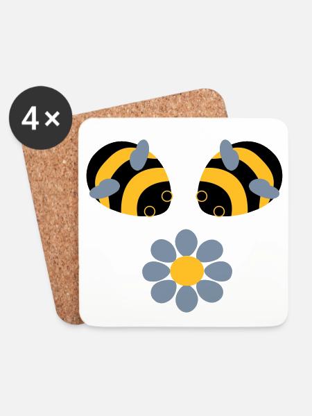 Bees flower - Coasters (set of 4) - white