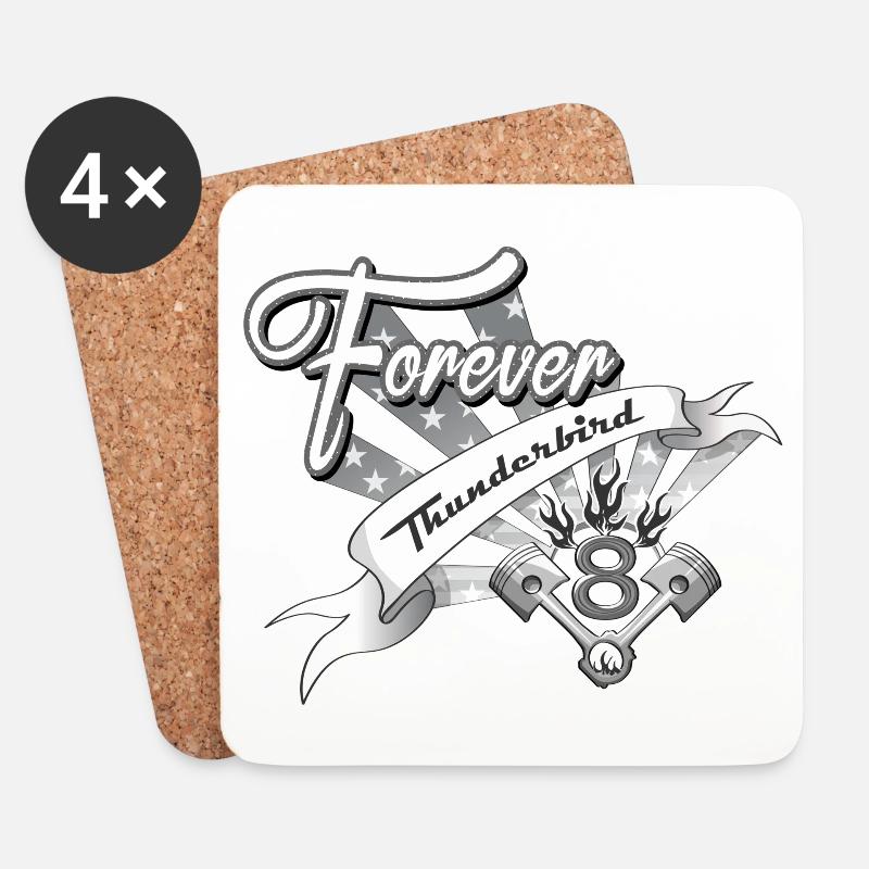 Forever V8 Thunderbird - Dessous de verre (lot de 4) - blanc