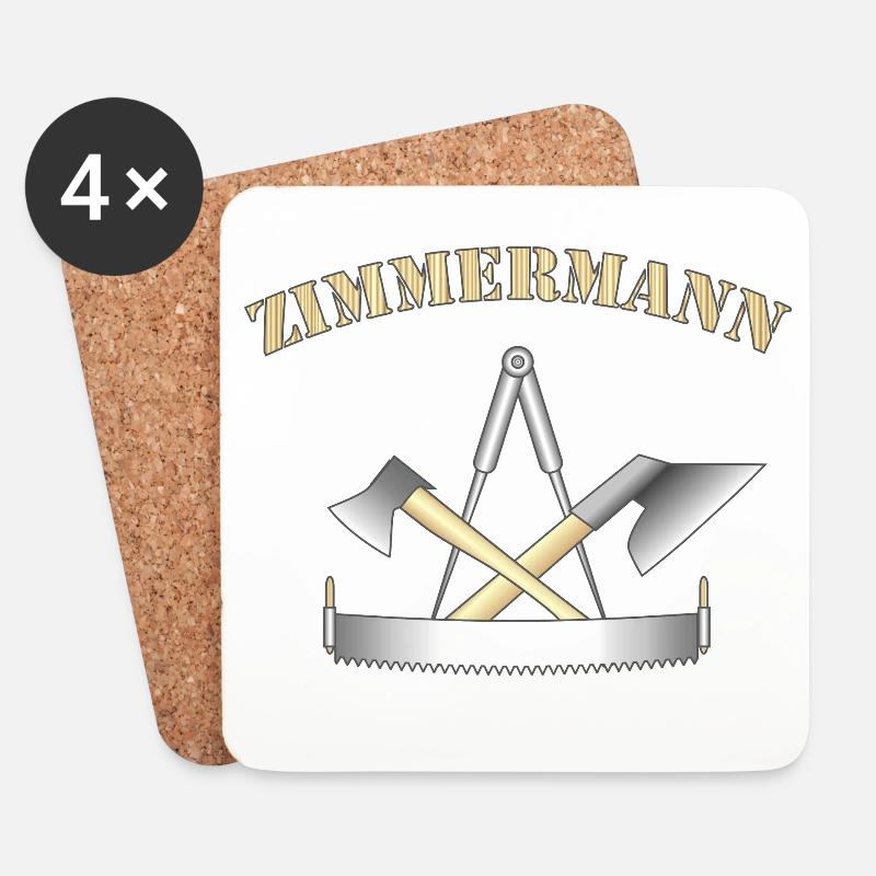 Zunftzeichen Zimmermann - Untersetzer (4er-Set) - Weiß