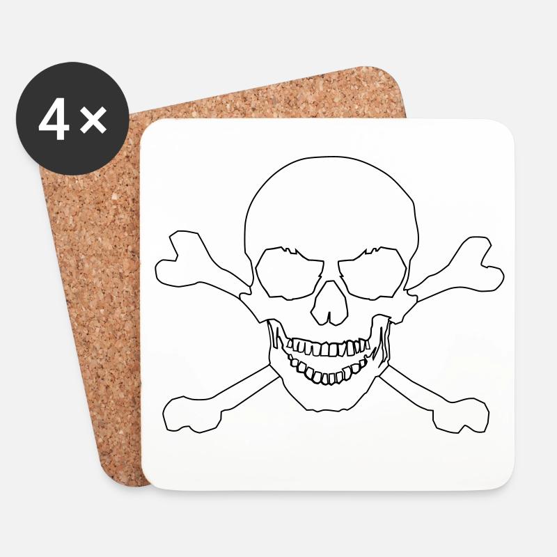Skull and crossed bones - Untersetzer (4er-Set) - Weiß
