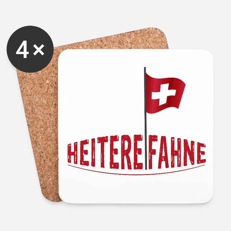 Heiterefahne mit Schweizerfahne, Berndeutsch - Untersetzer (4er-Set) - Weiß
