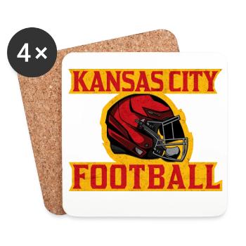 Kansas City Football Helmet Design - Coasters (set of 4) - white - Front