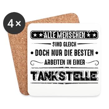 Tankstelle Tankstellenwart - Untersetzer (4er-Set) - Weiß - Vorne