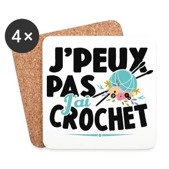 Je Peux Pas J'ai Crochet Cadeau Couture - Dessous de verre (lot de 4) - blanc - Devant
