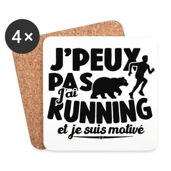 Je Peux Pas J'ai Running Et Je Suis Motivé - Dessous de verre (lot de 4) - blanc - Devant