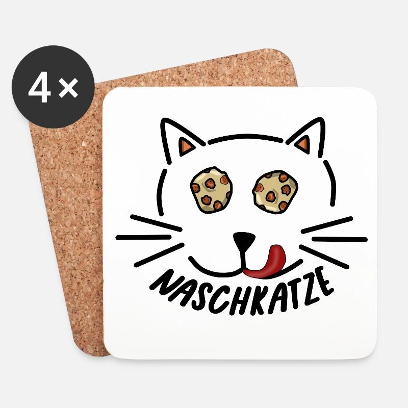 Naschkatze - Untersetzer (4er-Set) - Weiß