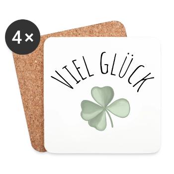 Viel Glück Glueck Kleeblatt - Untersetzer (4er-Set) - Weiß - Vorne