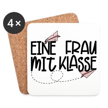 Eine Frau mit Klasse (schwarz) - Untersetzer (4er-Set) - Weiß - Vorne