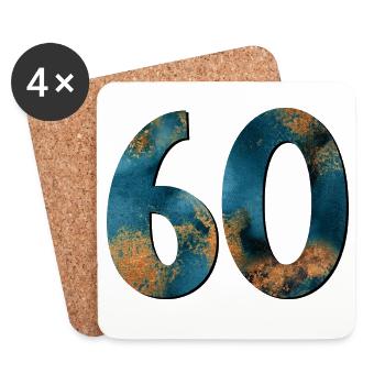 Number 60 - 60th birthday - Coasters (set of 4) - white - Front