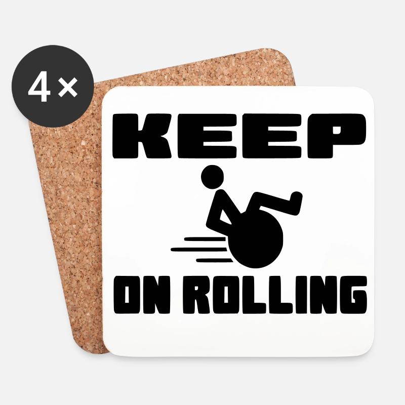 Fahren Sie mit Ihrem Rollstuhl weiter # - Untersetzer (4er-Set) - Weiß