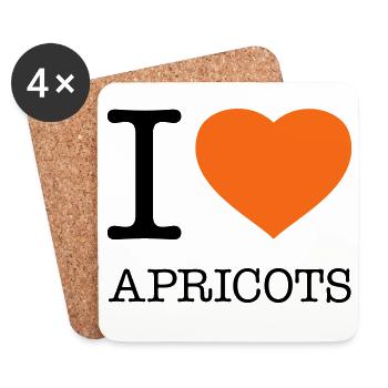 I LOVE APRICOTS Aprikose - Untersetzer (4er-Set) - Weiß - Vorne