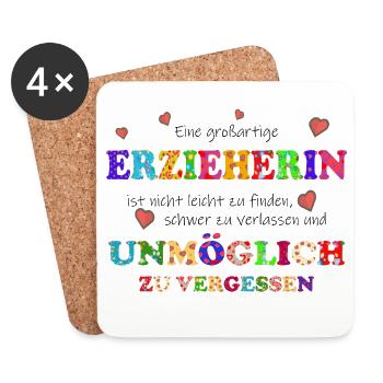 Eine großartige Erzieherin, unmöglich zu vergessen - Untersetzer (4er-Set) - Weiß - Vorne