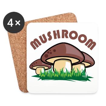 mushroom mushroom mushroom comic symbol meadow forest graphic - Coasters (set of 4) - white - Front