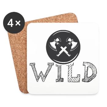 Icône de l’outil Wild Axe Icône du logo Emblème graphique - Dessous de verre (lot de 4) - blanc - Devant