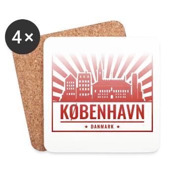 Copenhagen skyline at sunset - Coasters (set of 4) - white - Front