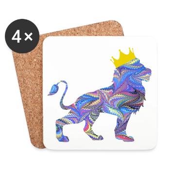 lion e 45 - Dessous de verre (lot de 4) - blanc - Devant