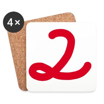 2 Number two number red - Coasters (set of 4) - white - Front